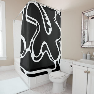 Abstract Landscape Doodles Black and white Shower Curtain