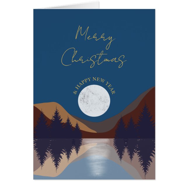 Abstract Landscape Forest Moon Christmas Card (Front)
