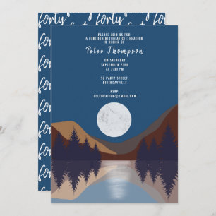Abstract Landscape Forest Moon Forty Birthday Invitation