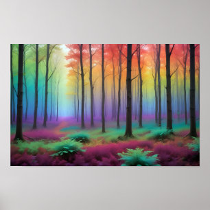 Abstract Landscape Forest Nature Background Art Poster