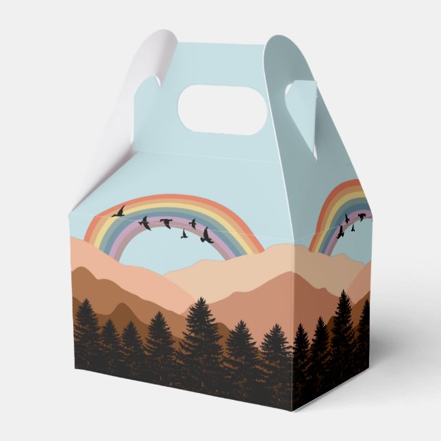 Abstract Landscape Forest Trees Rainbow & Birds  Favour Box (Front Side)