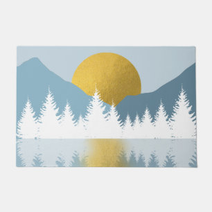 Abstract Landscape Golden Winter Sunset Sunrise Doormat