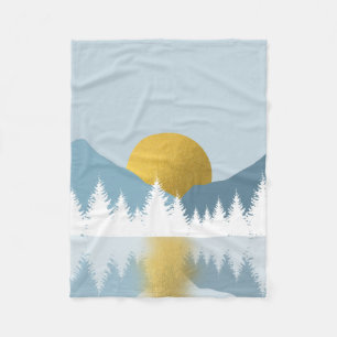 Abstract Landscape Golden Winter Sunset Sunrise Fleece Blanket
