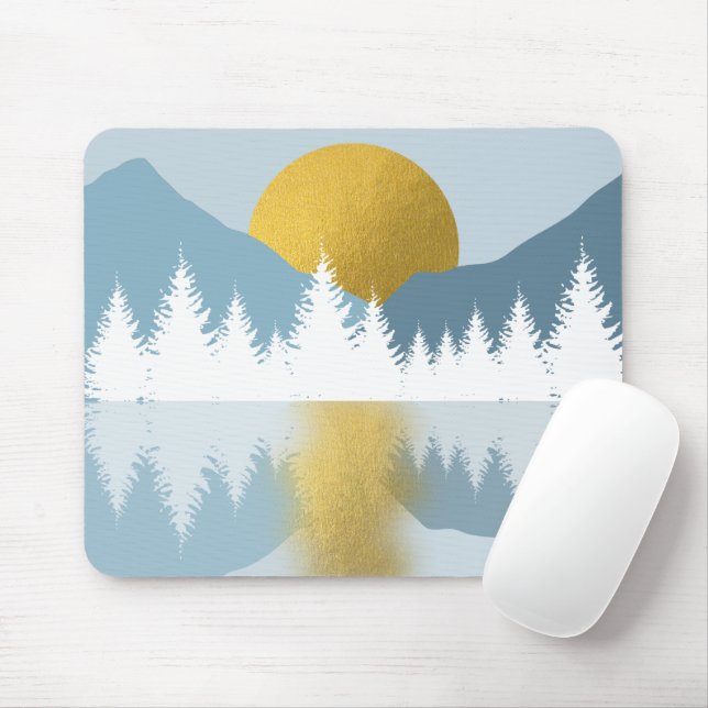 Abstract Landscape Golden Winter Sunset Sunrise  Mouse Pad (With Mouse)