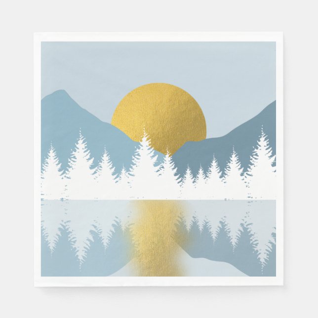 Abstract Landscape Golden Winter Sunset Sunrise  Napkin (Front)