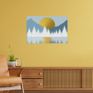 Abstract Landscape Golden Winter Sunset Sunrise Poster