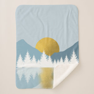 Abstract Landscape Golden Winter Sunset Sunrise Sherpa Blanket
