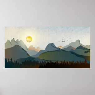 Abstract Landscape hills Poster