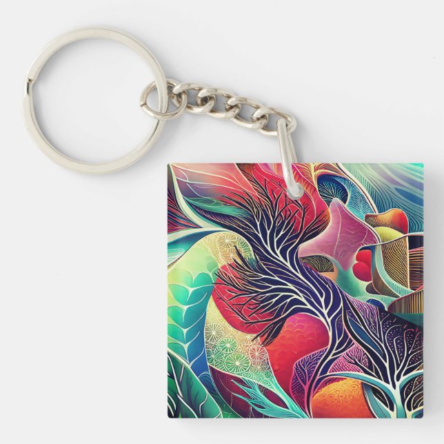 Abstract Landscape  Key Ring (Front)
