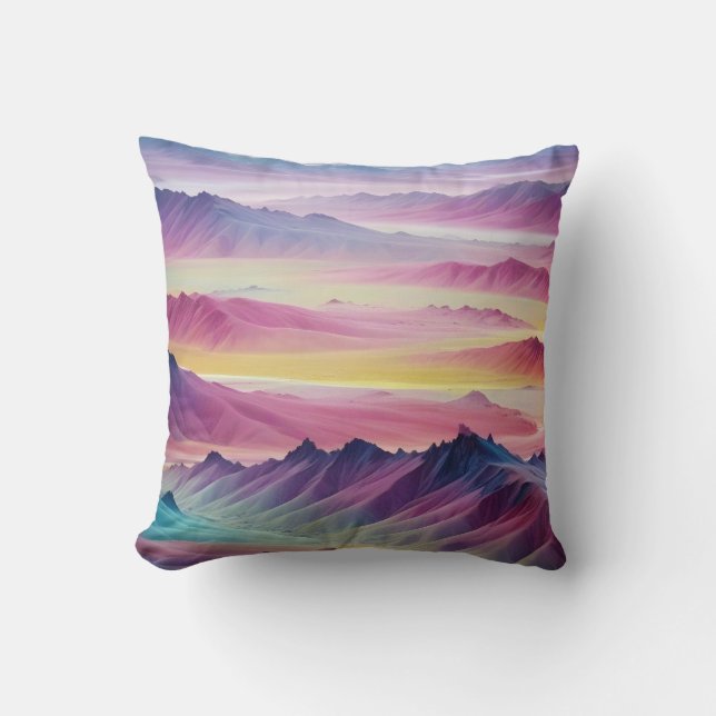 Abstract Landscape Mountains Valley Nature Scenery Cushion (Front)