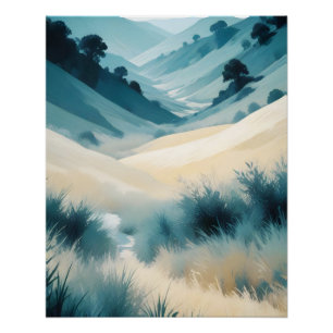 Abstract Landscape Mountains Valley Nature Scenery Poster