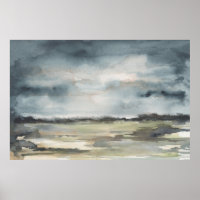 Abstract Landscape Neutral Dark Watercolor