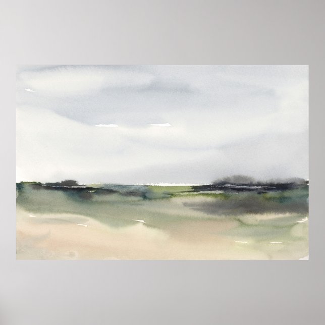 Abstract Landscape Neutral Watercolor Horizontal Poster (Front)