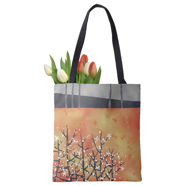 Abstract Landscape Orange Art Tote Bag (Abstract orange landscape tote bag)
