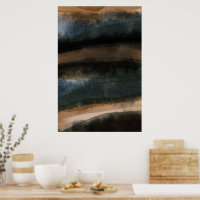 Abstract Landscape Painting Art Dark Earth Tones