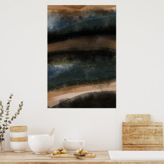 Abstract Landscape Painting Art Dark Earth Tones Poster