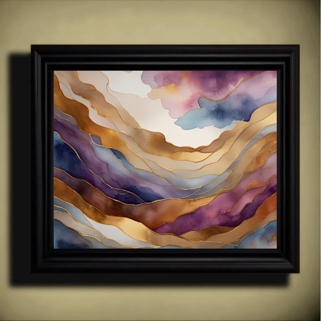 Abstract Landscape Painting Gold Blue Purple Poster (Creator Uploaded)