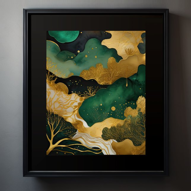 Abstract Landscape Painting Gold Green II Poster (Creator Uploaded)