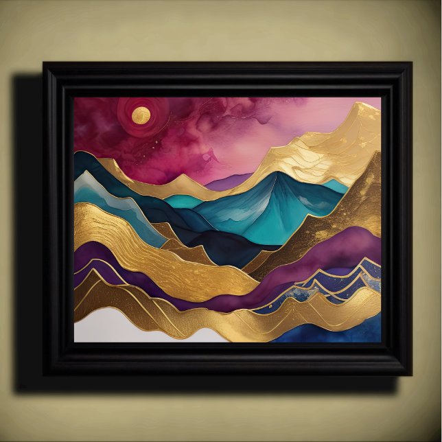 Abstract Landscape Painting Gold Purple Blue Poster (Creator Uploaded)
