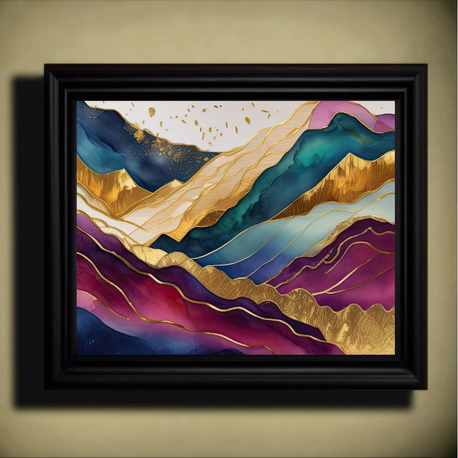 Abstract Landscape Painting Gold Purple Blue Poster (Creator Uploaded)