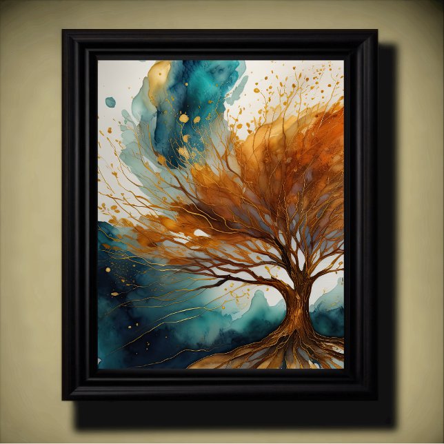Abstract Landscape Painting Gold Rust Blue Poster (Creator Uploaded)