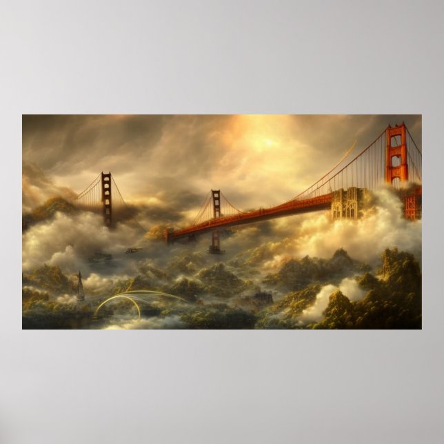 Abstract Landscape storm Golden Gate Bridge Poster (Front)