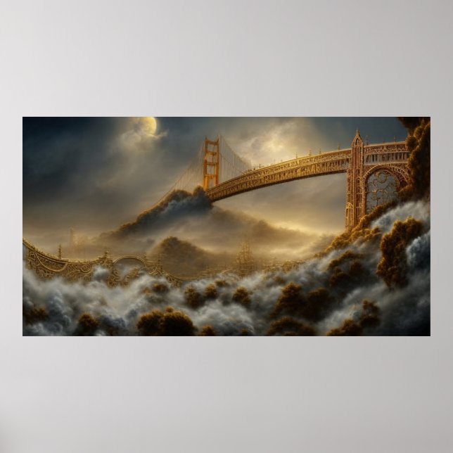 Abstract Landscape storm the Golden Gate Bridge Poster (Front)