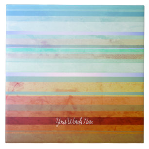 Abstract Landscape Stripes & Your Words Tile