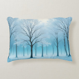 Abstract Landscape Tree Winter Nature Background  Decorative Cushion