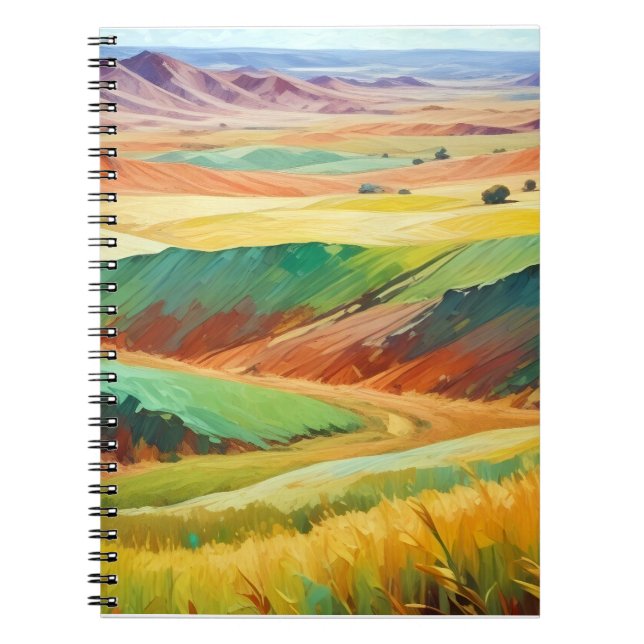 Abstract Landscape Valley Meadow Nature Background Notebook (Front)