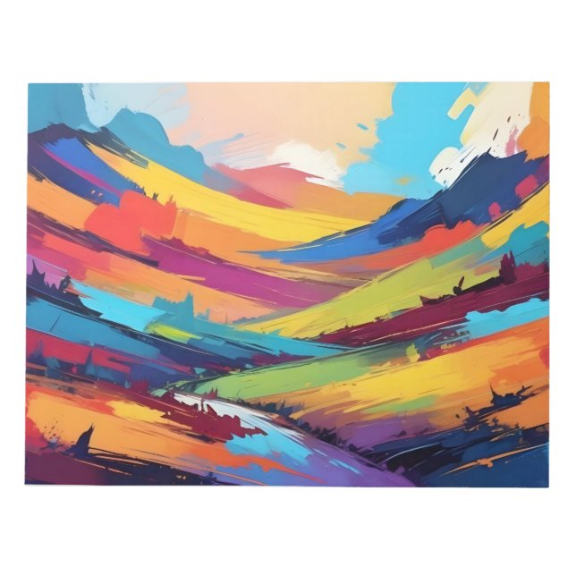 Abstract Landscape Valley Meadow Nature Background Notepad (Front)