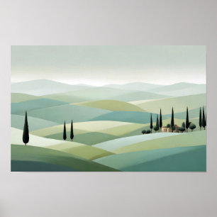 Abstract Landscape Valley Meadow Nature Background Poster