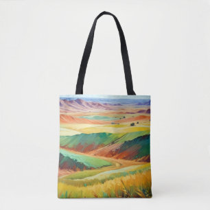 Abstract Landscape Valley Meadow Nature Background Tote Bag