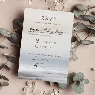 Abstract Landscape Watercolor Winter Wedding RSVP Card