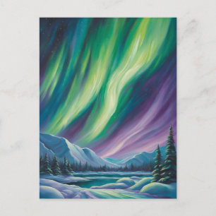 Abstract Landscape with Northern Lights Postcard