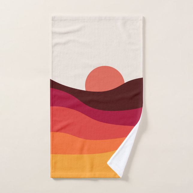Abstract landscape with sea at sunset bath towel set (Hand Towel)