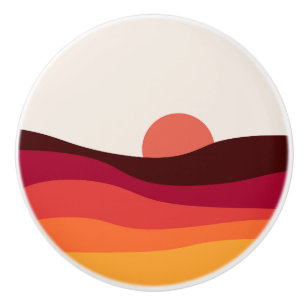 Abstract landscape with sea at sunset ceramic knob
