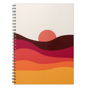 Abstract landscape with sea at sunset notebook
