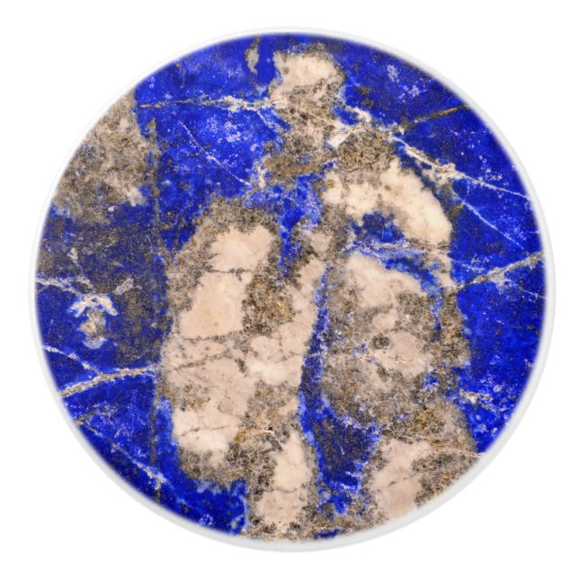 Abstract Lapis Lazuli Blue Granite Ceramic Knob (Front)
