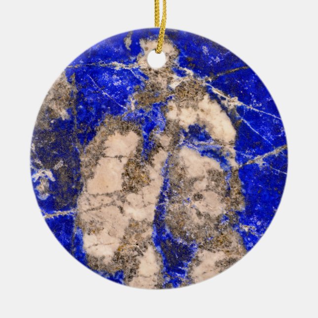 Abstract Lapis Lazuli Blue Granite  Ceramic Ornament (Front)