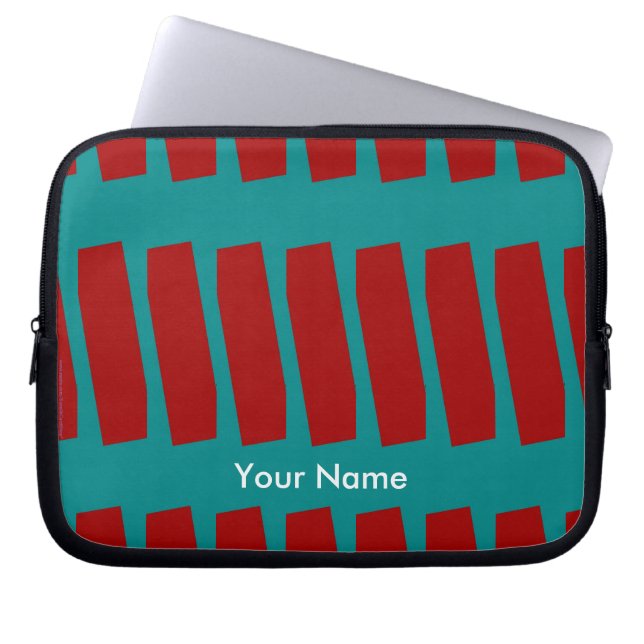 Abstract Laptop Computer Sleeve, Turquoise & Brick Laptop Sleeve (Front)