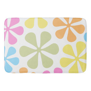 Abstract Large Flowers Bright Colour Mix Bath Mat