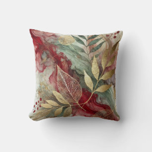 Abstract Large Golden Leaf Motif Artwork Style 31 Cushion