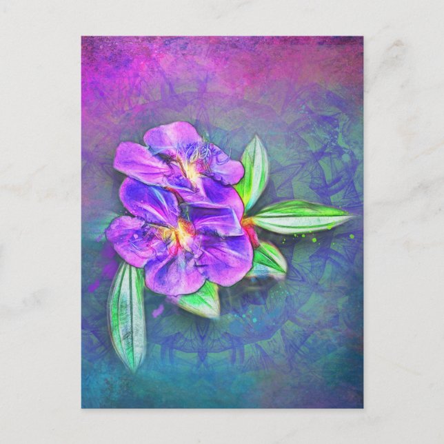 abstract lasiandra on textured kaleidoscope postcard (Front)