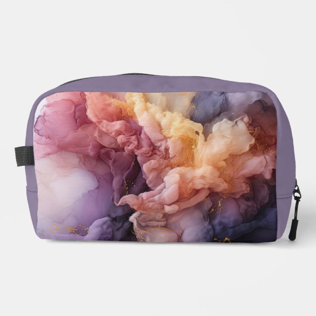 Abstract Lavender Floral Cloud Ink Landscape Dopp Kit (Front)