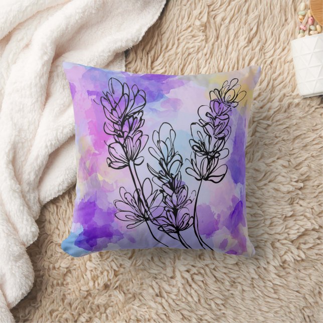 Abstract Lavender Flower Throw Pillow (Blanket)