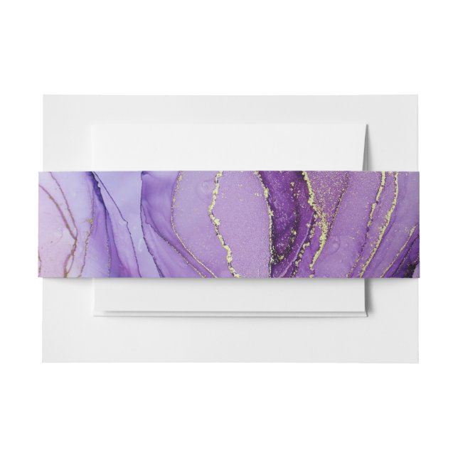 Abstract Lavender Gold Wedding Invitation Belly Band (Front Example)