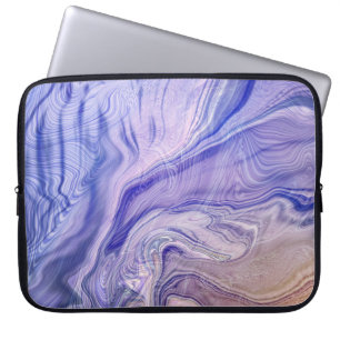 Abstract Lavender & Indigo Fluid Marble Pattern Laptop Sleeve