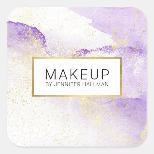 Abstract Lavender Watercolor Faux Gold Dust Square Sticker