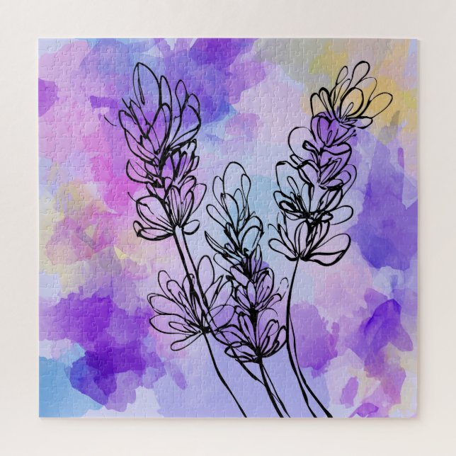 Abstract Lavender Watercolor Floral Puzzle (Vertical)